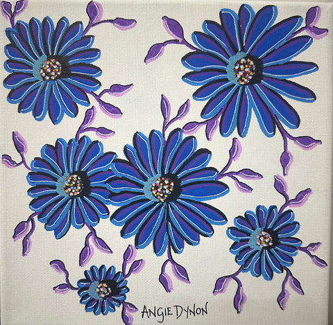 Blue daisies (Painted by Angie Dynon)