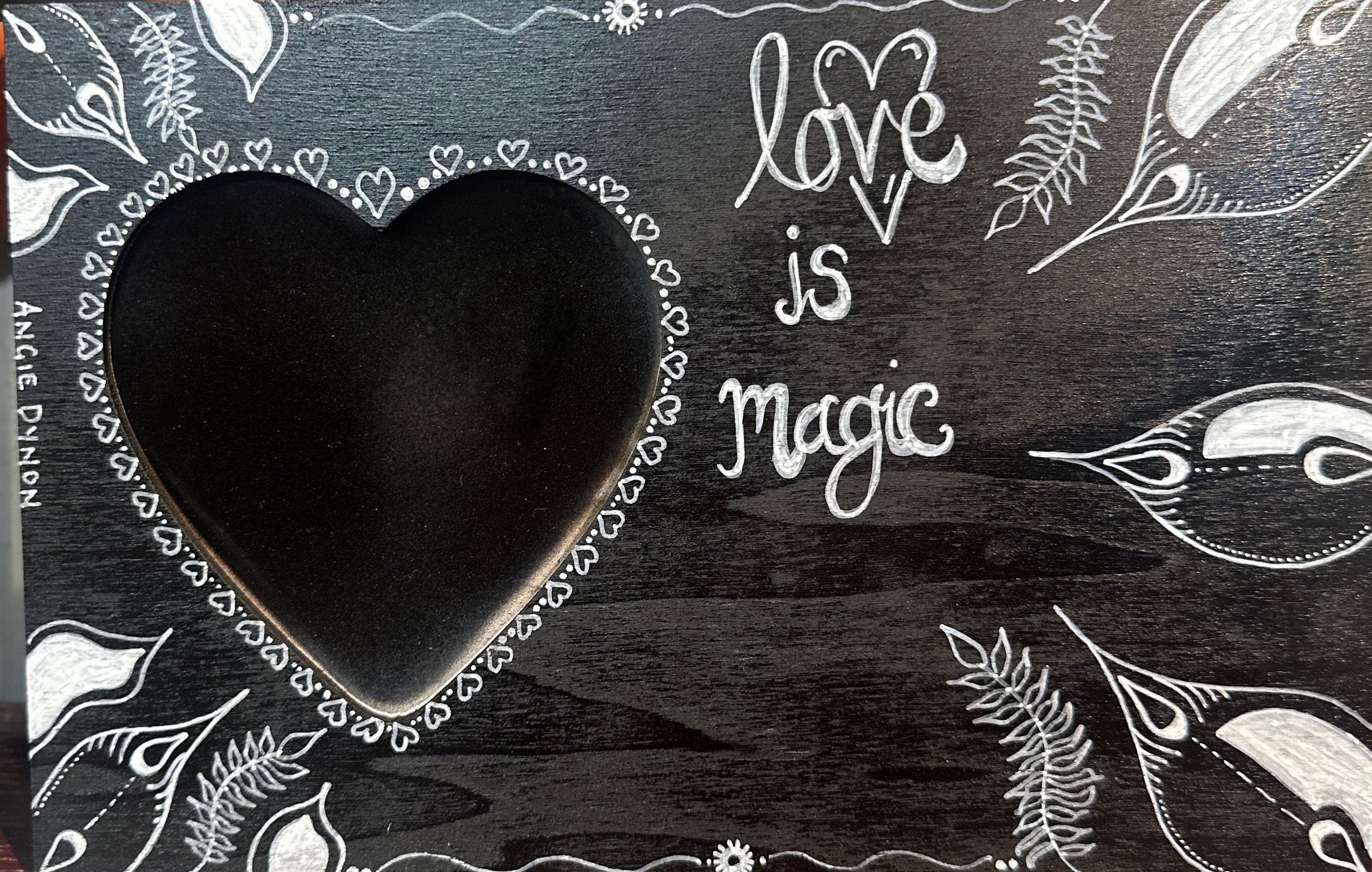 Hand painted timber photo frame by Angie Dynon
